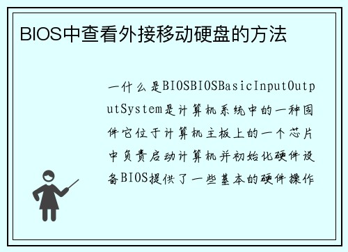 BIOS中查看外接移动硬盘的方法