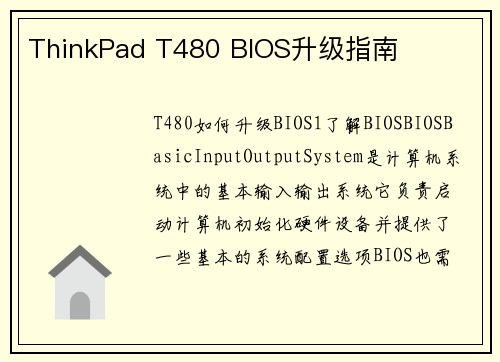 ThinkPad T480 BIOS升级指南